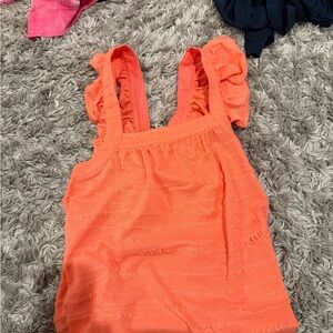 Orange Ruffle Strap Top